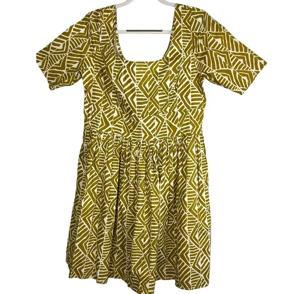 eShakti Geometric Print Green White Dress 18 - Picture 1 of 8